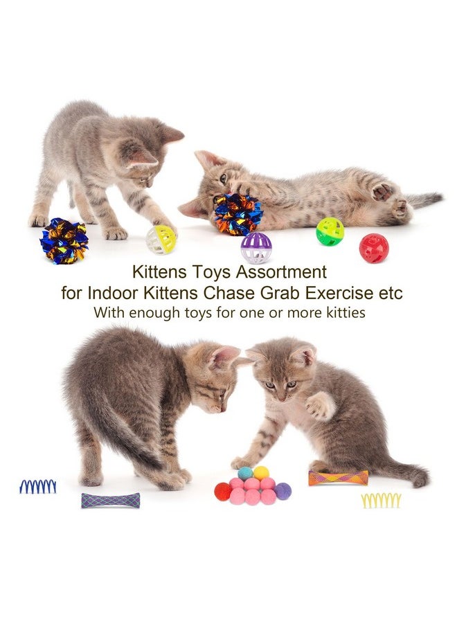 Retro Shaw - Cat Toys For Indoor Cats 33 Pack,Kitten Toy Interactive Cat Feather Toy,Collapsible Cat Tunnel Tube Tent,Cat Springs Bell Rainbow Ball Crinkle Toy Mice Toy Pompom Ball Kitty Chase Exercise - Image 1