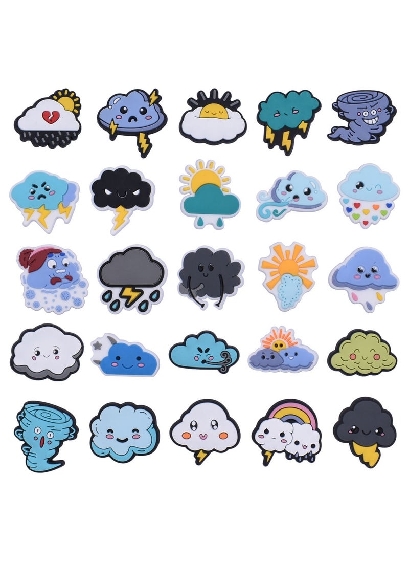 KASTWAVE Cloud Shoe Charms Weather, 25PCS Sun Shoes Charms Rain PVC Tornado  Lightning Clog Pins Accessories Party Favors Birthday Gifts Holidays Decoration for Boys Women Girls  - Image 1