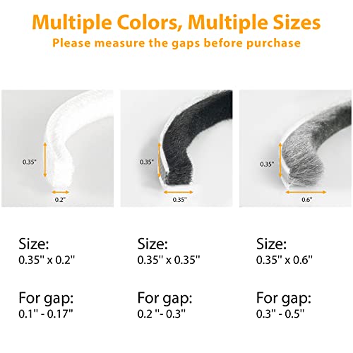 Bruiefpap 39.4FT Self-Adhesive Weather Stripping Seal for Door Frames & Sliding Windows, Door Soundproofing, Window Insulation for Winter, 0.35'' Wide x 0.35'' Thick, Grey - Image 3