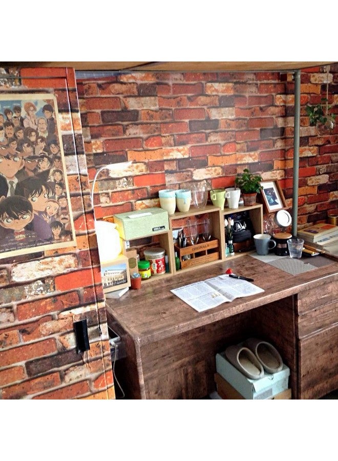 Wolpin Wall Stickers DIY Botanical Wallpaper Decal 3D Brick Self Adhesive House Office Decorative PVC Vinyl, Living Room, Hall Kitchen Shelf Liner Contact Paper Interior, Smokin Red - Image 5