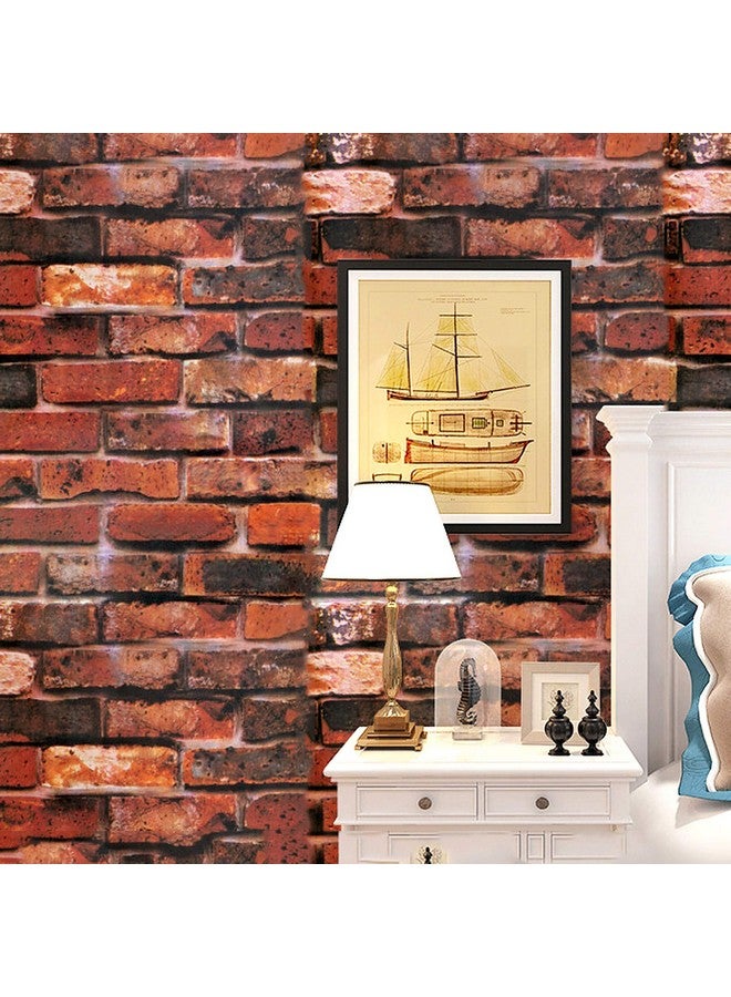 Wolpin Wall Stickers DIY Botanical Wallpaper Decal 3D Brick Self Adhesive House Office Decorative PVC Vinyl, Living Room, Hall Kitchen Shelf Liner Contact Paper Interior, Smokin Red - Image 2