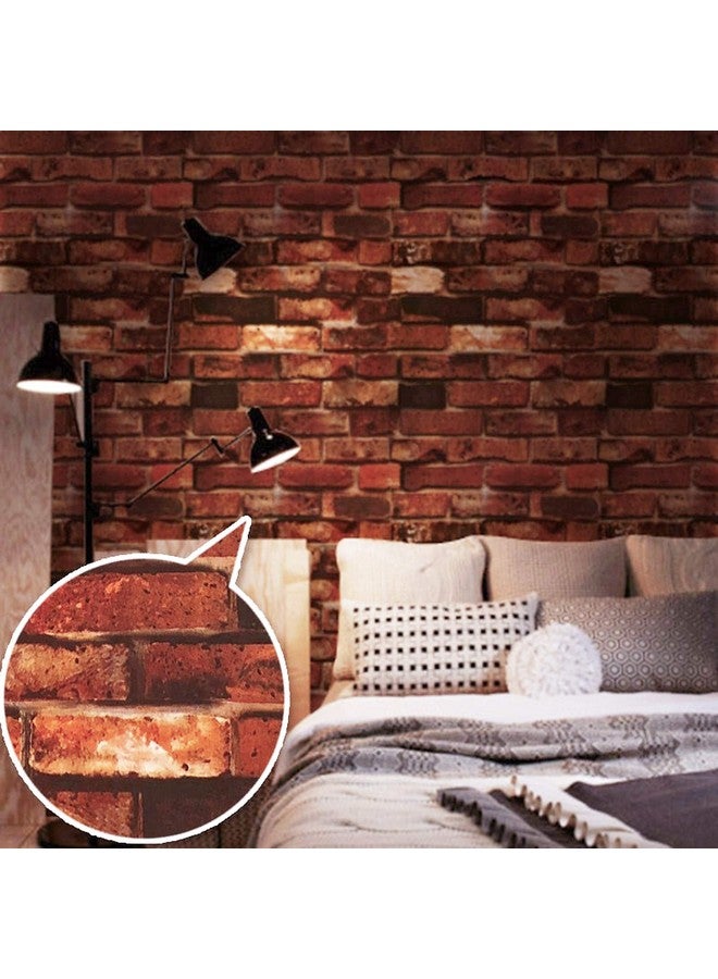 Wolpin Wall Stickers DIY Botanical Wallpaper Decal 3D Brick Self Adhesive House Office Decorative PVC Vinyl, Living Room, Hall Kitchen Shelf Liner Contact Paper Interior, Smokin Red - Image 4