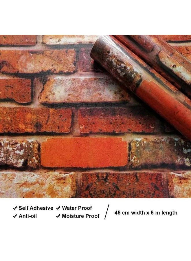 Wolpin Wall Stickers DIY Botanical Wallpaper Decal 3D Brick Self Adhesive House Office Decorative PVC Vinyl, Living Room, Hall Kitchen Shelf Liner Contact Paper Interior, Smokin Red - Image 3