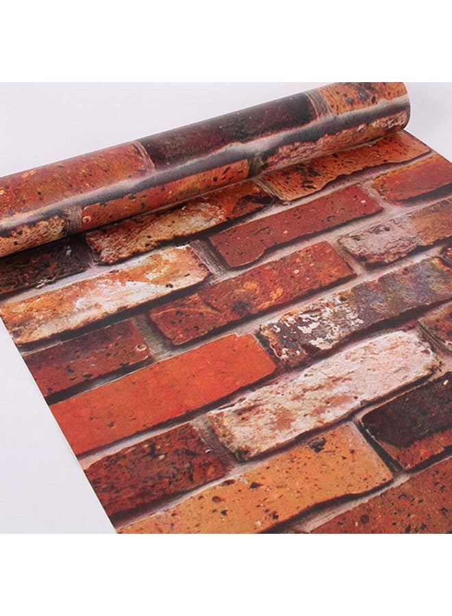 Wolpin Wall Stickers DIY Botanical Wallpaper Decal 3D Brick Self Adhesive House Office Decorative PVC Vinyl, Living Room, Hall Kitchen Shelf Liner Contact Paper Interior, Smokin Red - Image 1