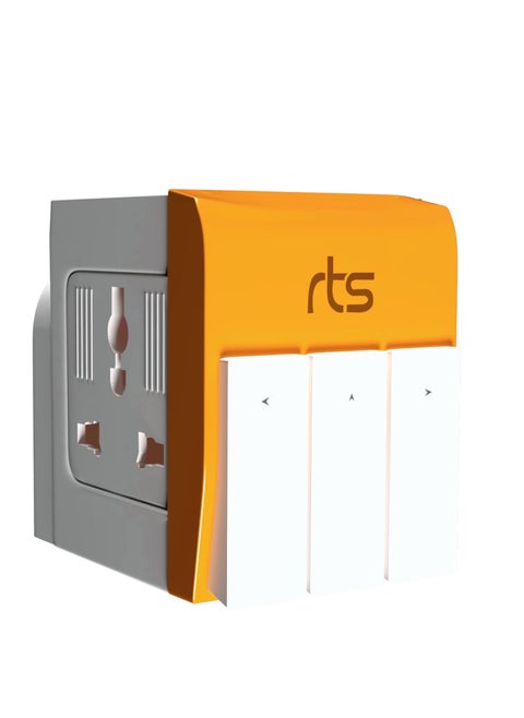 rts Universal Conversion Multiplug travel adapter with Individual Switch with Spike Buster Fuse Protected | multiplug three pin plug socket |3 PIN 3 Way Plug for Home, Office and Industrial Uses Orange