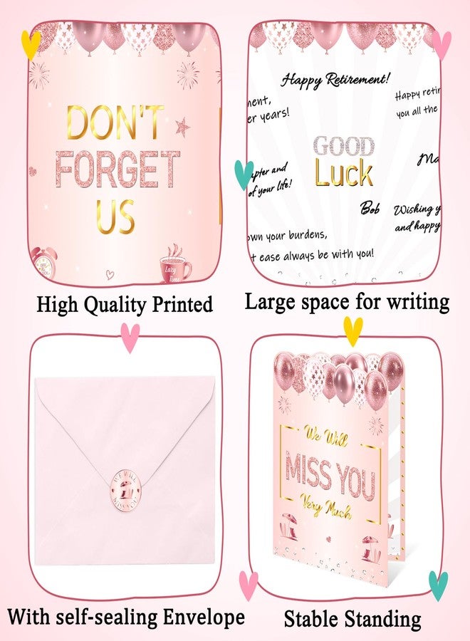 WNINK We Will Miss You Jumbo Retirement Greeting Card 22 x 14 Inch, Rose Gold Large Farewell Greeting Card with Envelope for Girl Women Going Away Party Decorations - Image 3