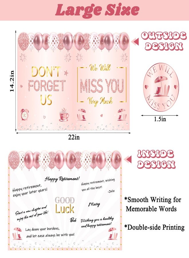 WNINK We Will Miss You Jumbo Retirement Greeting Card 22 x 14 Inch, Rose Gold Large Farewell Greeting Card with Envelope for Girl Women Going Away Party Decorations - Image 2