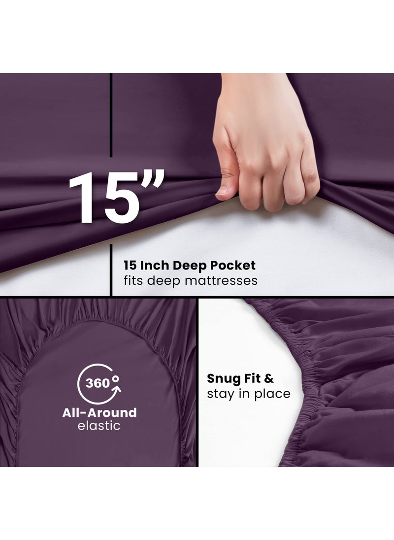 Utopia Bedding Utopia Bedding Full Fitted Sheet - Bottom Sheet - Deep Pocket - Soft Microfiber - Shrinkage and Fade Resistant - Easy Care -1 Fitted Sheet Only (Purple)  - Image 5