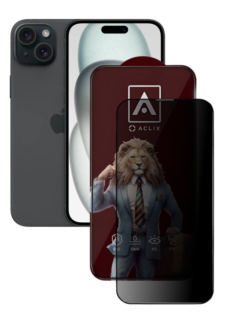 ACLIX Antistatic ESD Dustof Premium Quality High Definition Anti-Spy Privacy Tempered Glass Screen tector Designed For  iPhone 15 - Image 1