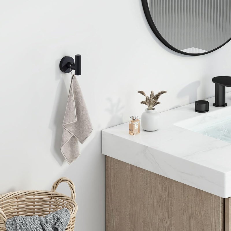 Angle Simple Towel Hook for Bathroom, Stainless Steel Robe Coat Hook for Wall, Hand Towel Hanger, Matte Black - Image 2
