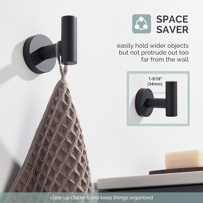 Angle Simple Towel Hook for Bathroom, Stainless Steel Robe Coat Hook for Wall, Hand Towel Hanger, Matte Black - Image 4