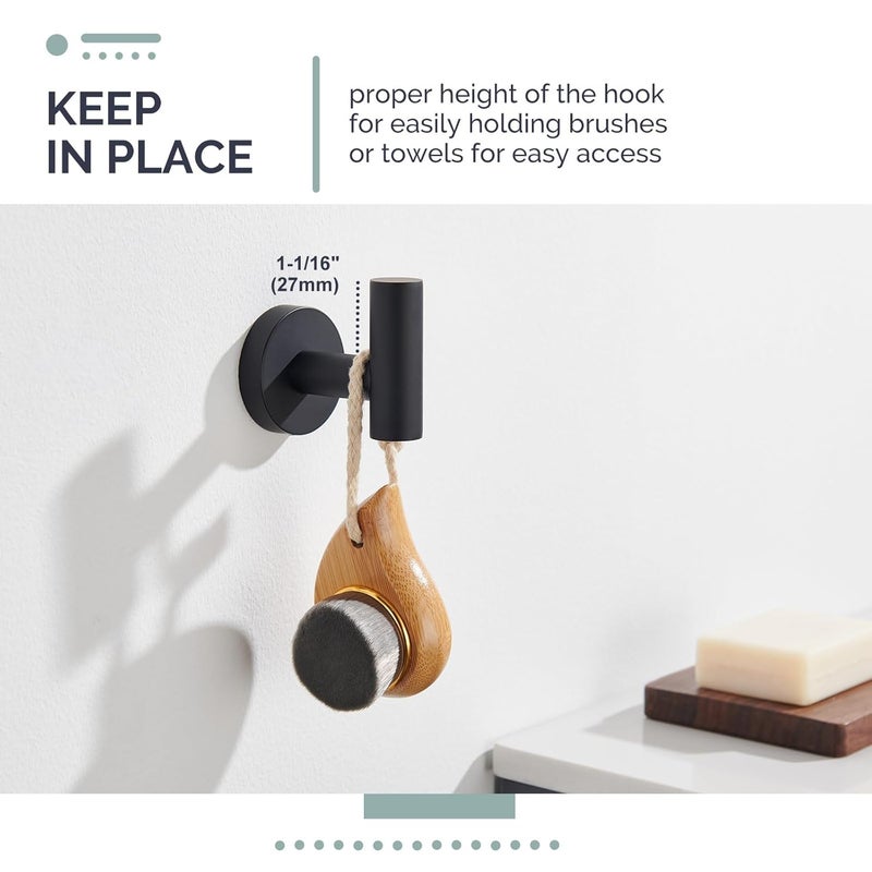 Angle Simple Towel Hook for Bathroom, Stainless Steel Robe Coat Hook for Wall, Hand Towel Hanger, Matte Black - Image 5