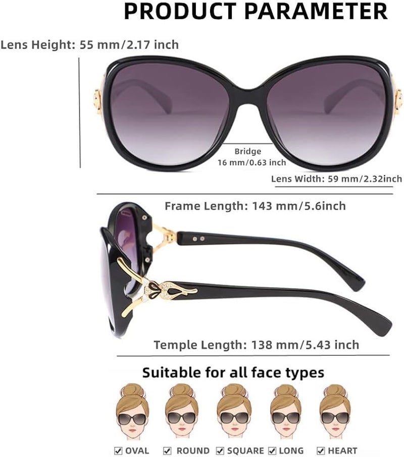 ELEGANTE Sunglasses For Women Fashion Ladies Shades Wrap Frame Trendy Stylish Sun Glasses Uv Protection (C1 - Black, Non-Polarized) - Image 3