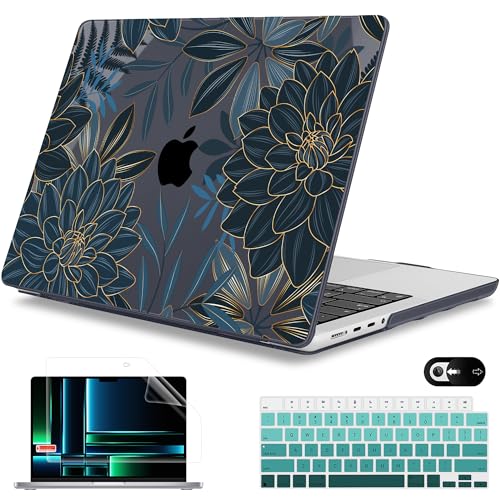 Mektron Case for 2026 M5 MacBook Pro 16 inch A3429 A3428 M4 A3403 A3186 M3 A2991 M2 A2780 M1 A2485 20212025 ProMax with Liquid Retina XDR Hard Shell Plastic Laptop Cover Dahlia Flower C035 - Image 1