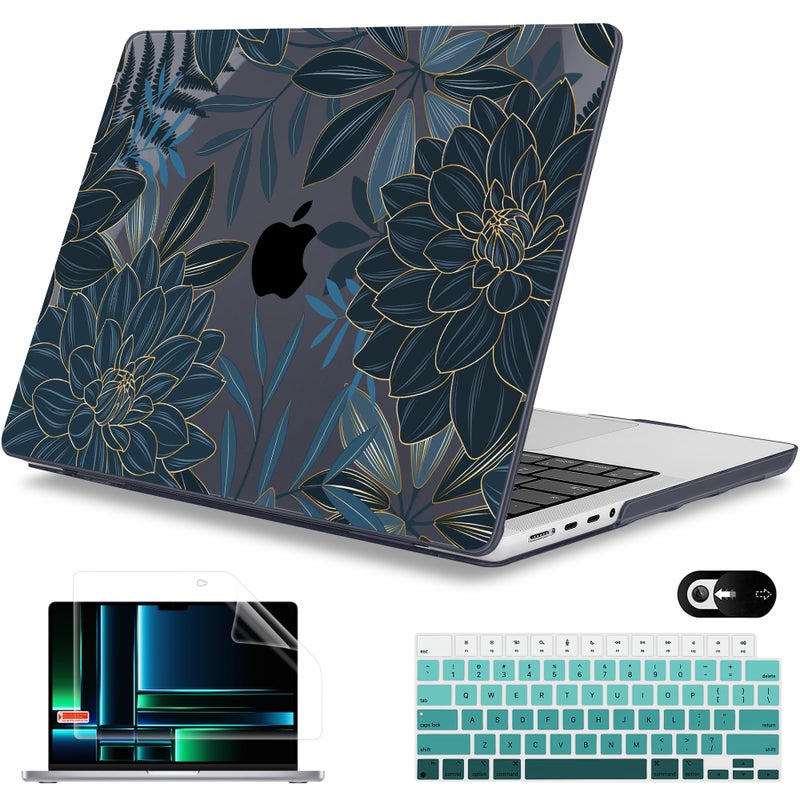 Mektron Case for 2026 M5 MacBook Pro 16 inch A3429 A3428 M4 A3403 A3186 M3 A2991 M2 A2780 M1 A2485 20212025 ProMax with Liquid Retina XDR Hard Shell Plastic Laptop Cover Dahlia Flower C035 - Image 2