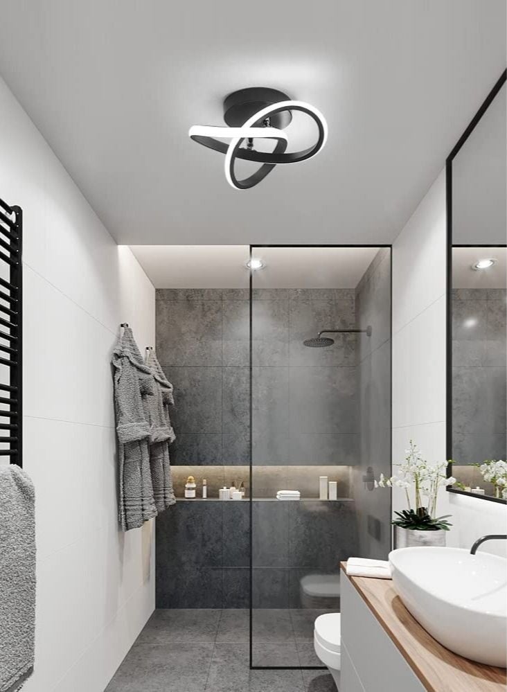 WALALLA Hallway modern LED ceiling light, fixture black flush mount 3-color adjustable creative design, for washrooms stairwell balcony cloakroom kitchen loft aisle - Image 3