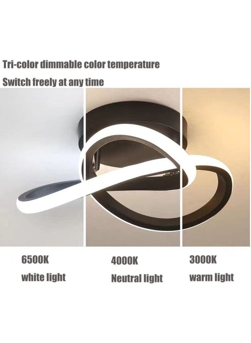 WALALLA Hallway modern LED ceiling light, fixture black flush mount 3-color adjustable creative design, for washrooms stairwell balcony cloakroom kitchen loft aisle - Image 2
