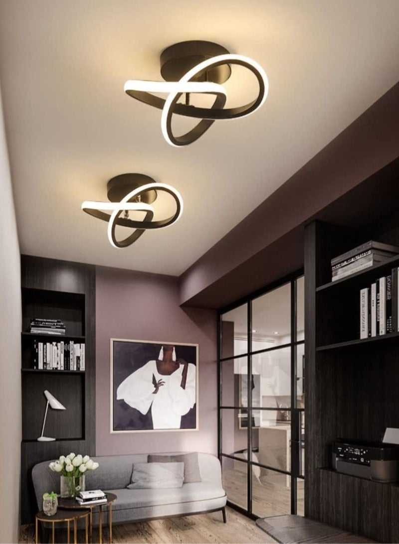 WALALLA Hallway modern LED ceiling light, fixture black flush mount 3-color adjustable creative design, for washrooms stairwell balcony cloakroom kitchen loft aisle - Image 4