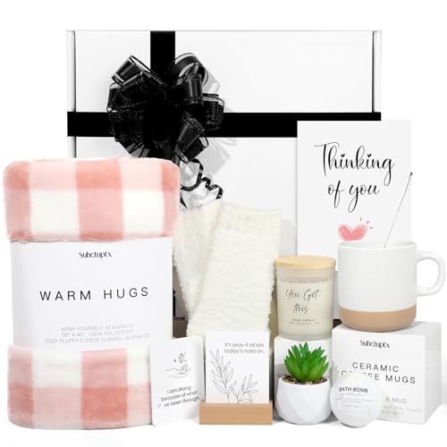 Suhctuptx Get Well Gifts for Women, Feel Better Self Care Package for Women, Get Well Soon Gift Baskets Thinking of You Box Set with Throw Blanket for After Surgery Recovery Sick Friend Cancer Chemo - Image 1