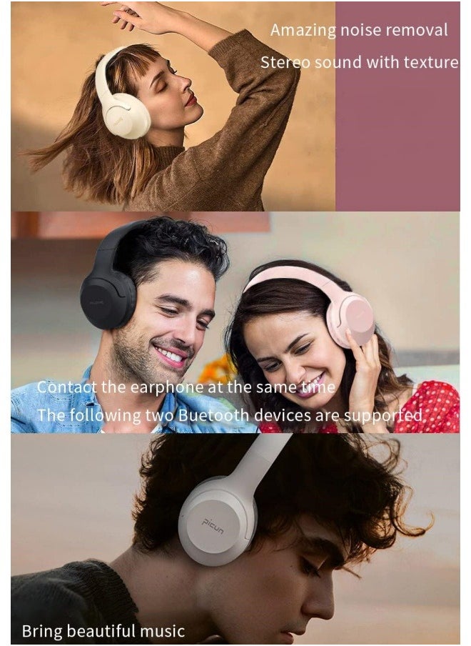 Picun Noise Cancelling Wireless Headphones, Over Ear Wireless Headphone, ANC Headphones, 46H Playtime, Hi-Res Audio, Suitable for Smartphone, PC, Tablets  - Image 3