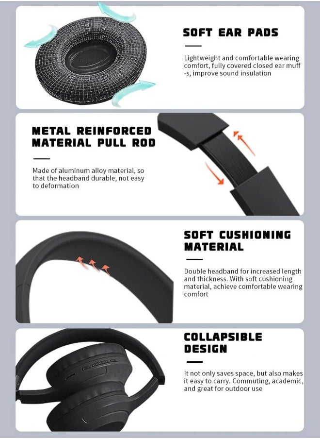 Picun Noise Cancelling Wireless Headphones, Over Ear Wireless Headphone, ANC Headphones, 46H Playtime, Hi-Res Audio, Suitable for Smartphone, PC, Tablets  - Image 5
