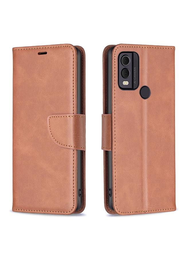 S-TOP Case For Nokia C22 Lambskin Texture Pure Color Flip Leather Phone Case - Image 1