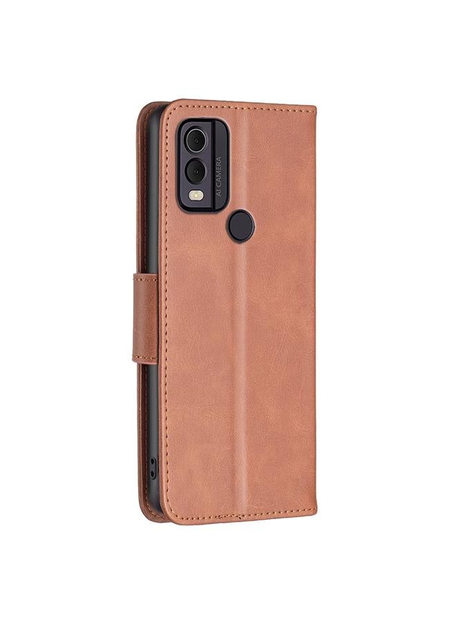 S-TOP Case For Nokia C22 Lambskin Texture Pure Color Flip Leather Phone Case - Image 3
