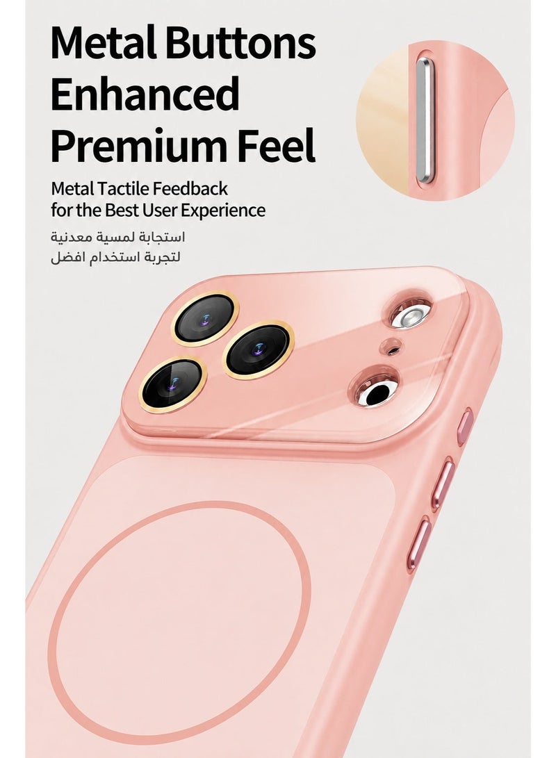 سوكاد كفر وردي مطفي بتصميم نافذة كبيرة مع MagSafe لهاتف iPhone 17 Pro Max، حماية كاملة للكاميرا، غطاء نحيف مقاوم لبصمات الأصابع مع أزرار معدنية - Image 5