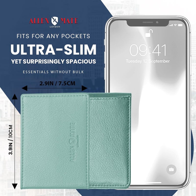 ALLEN & MATE 100% LEATHER Travel Pass Card Holder/Driving License, Metro, Ventra, Smart Card, Minimalist Wallet Credit Card Holder (Lagoon Premium) - Image 3