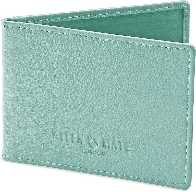 ALLEN & MATE 100% LEATHER Travel Pass Card Holder/Driving License, Metro, Ventra, Smart Card, Minimalist Wallet Credit Card Holder (Lagoon Premium) - Image 1