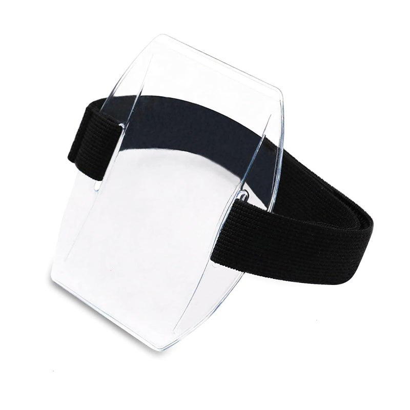 BANYUP Arm Badge Holder Armband with Adjustable Strap IDs Cards Sleeve Plastic Name Label Badge Holder for Work Pass Universal Armband Wristband Pouch Sleeve - Image 1