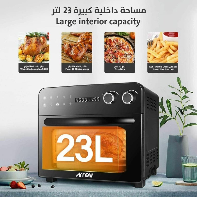 ARROW 23L Air Fryer Oven with Digital Control and Glass Door - Model RO-25AFB - Image 2