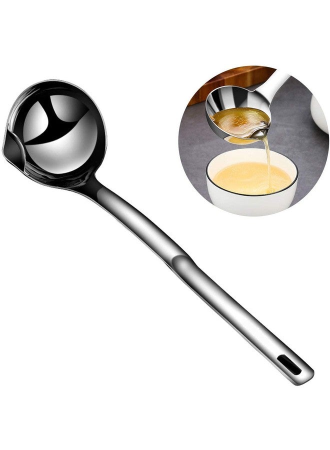 NILKANTH® Stainless Steel Oil Soup Separator Spoon with Long Handle - Cooking and Grease Filter for Home Kitchen Hot Pot Fat Skimmer (Silver) - Image 1