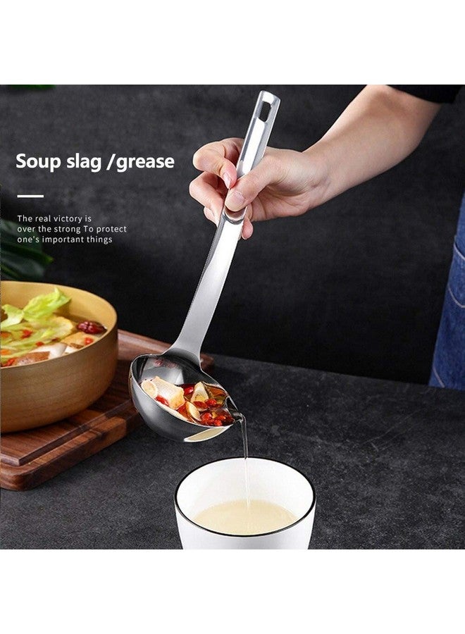 NILKANTH® Stainless Steel Oil Soup Separator Spoon with Long Handle - Cooking and Grease Filter for Home Kitchen Hot Pot Fat Skimmer (Silver) - Image 4