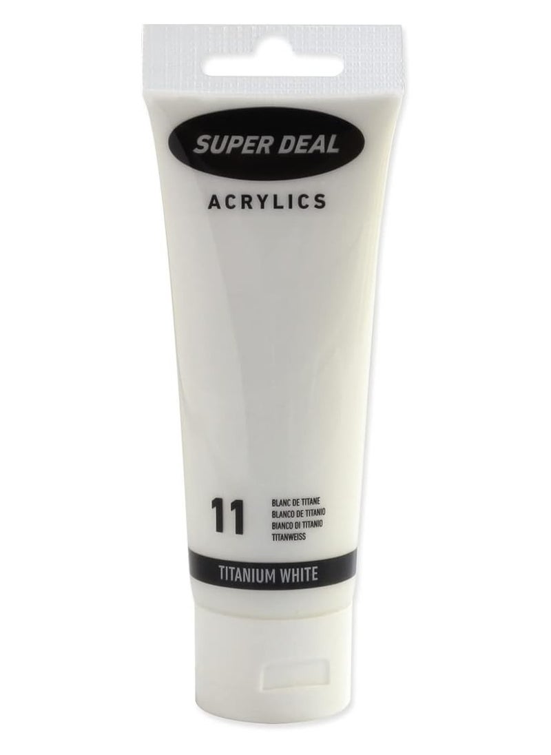 SUPER DEAL SUPER DEAL Acrylic Color Paint Tube Titanium White 75 ml SD4212 11 