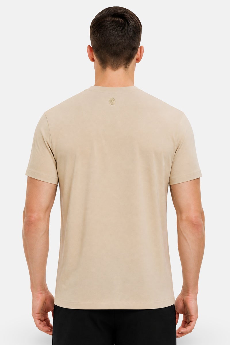 Gaiam Men Slim Fit Short Sleeve Training T-Shirt, Beige - Image 2