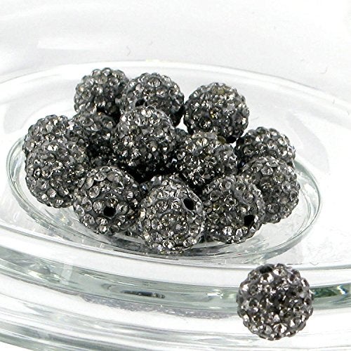 RUBYCA Pave Czech Crystal Disco Ball Clay Beads fit Shamballa Jewelry (20pcs, 8mm, Grey) - Image 3