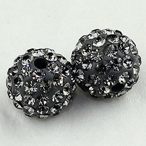 RUBYCA Pave Czech Crystal Disco Ball Clay Beads fit Shamballa Jewelry (20pcs, 8mm, Grey) - Image 2