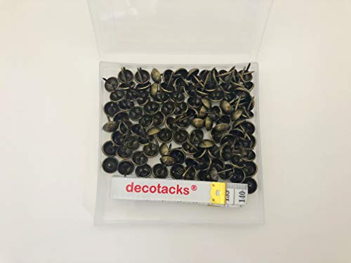 Decotacks 100 Pcs/Box Upholstery Tacks Upholstery Nails ∅7/16" Head x 1/2" Long Shank Antique Brass DX0511AB - Image 3