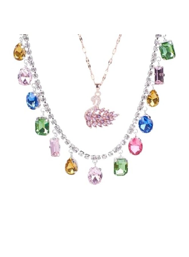 سالتي طقم قلادة "آلي ميلينيا المالحة" من البجعة الراقصة وقلادة "سوندارا" متعددة الأحجار للنساء - طقم مجوهرات أنيق وعصري | طقم قلادات أنيق لكل مناسبة - Image 1