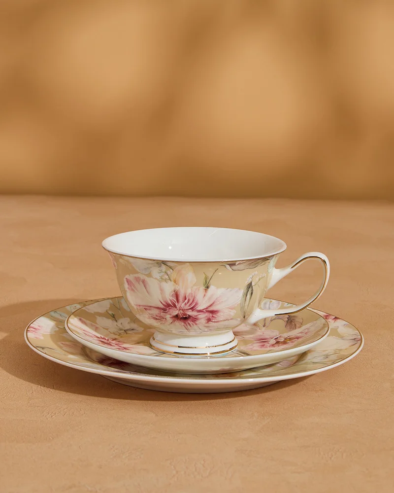 REDTAG Beige Floral Print Breakfast Set (3 Piece)
