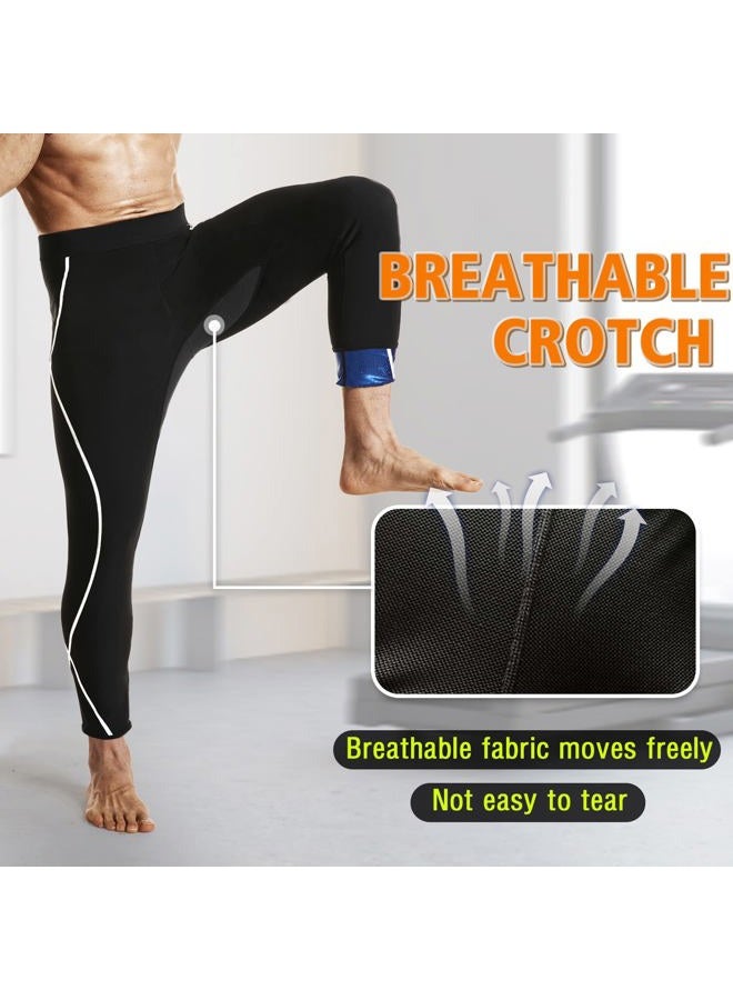 DYUAI Sauna Sweat Pants for Men Compression Pants Athletic Leggings Workout Sauna suit(WBH7201-01-L) - Image 2