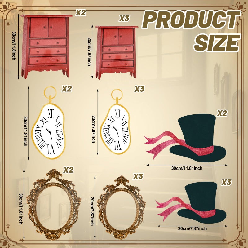 Soulchen 20 Pcs Wonderland Tea Party Decoration Hanging Wonderland Cabinet Mirror Hat Clock Garland Decoration Background for Birthday Baby Shower Party Supplies - Image 2