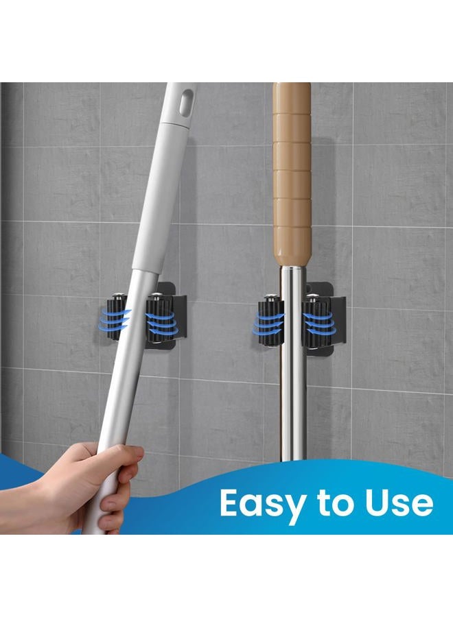 Yiows Broom Holder Wall Mount, 7PCS Broom Hanger Wall Mount, Stainless Steel Heavy Duty Mop Holder Wall Mount with Screws, Garden Outdoor Tool Organizer Rack Wall Mount (Black) - Image 5