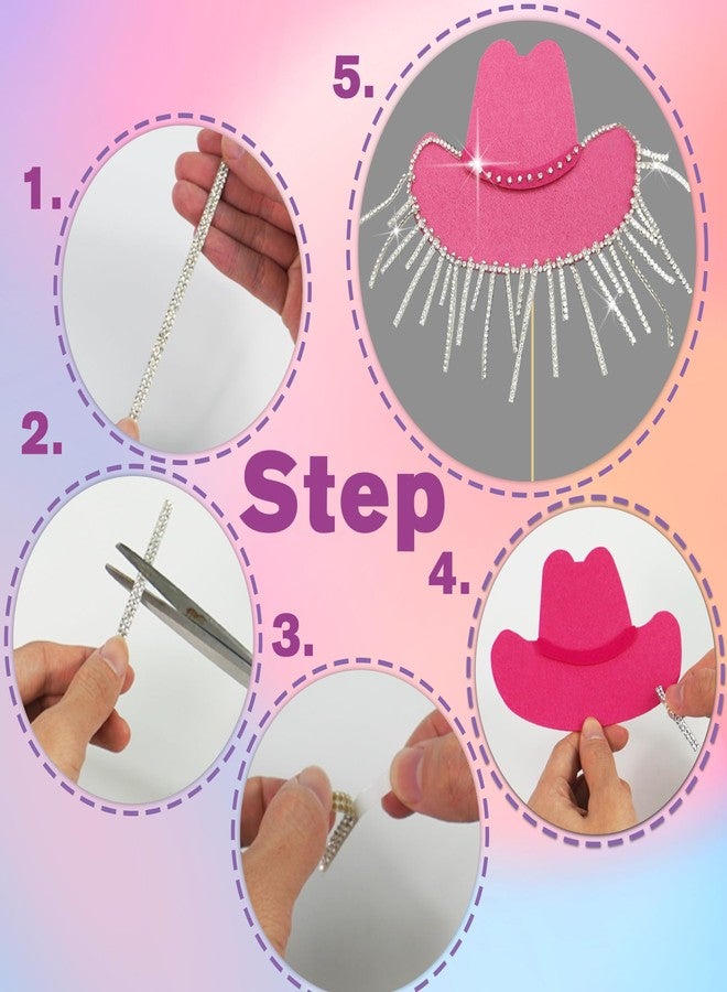 DRWATE Cowgirl Cake Topper Hot Pink Cake Decoration Shiny Cowgirl Hat Disco Balls for Western Theme Cowgirl Birthday Supplies (01) - Image 3