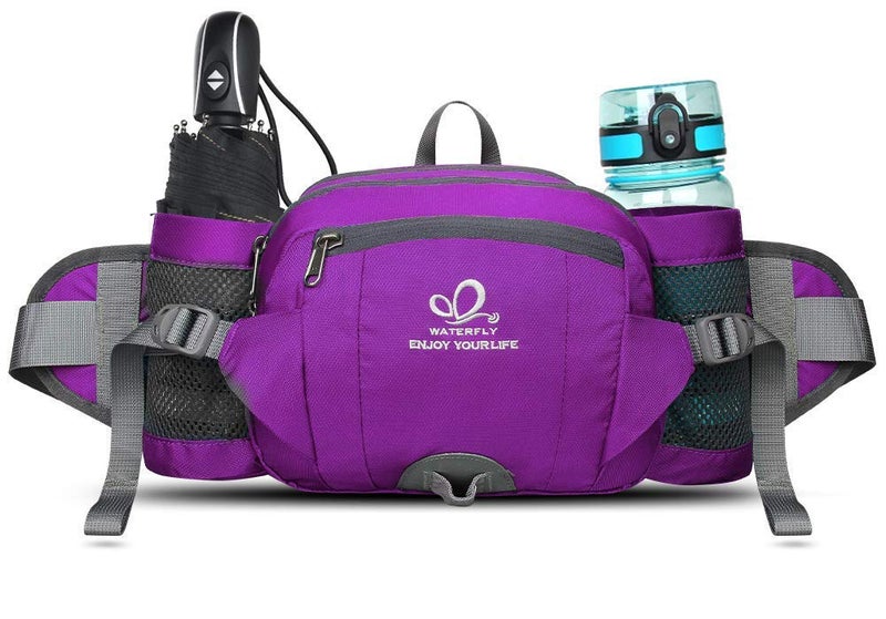 WATERFLY Fanny Pack Waist Bag: Fannie Pack 2 Water Bottle Holders Lumbar Belt Hiking Walking Running Jogging Camping Large Woman Man (Bottle Not Included) - Image 1