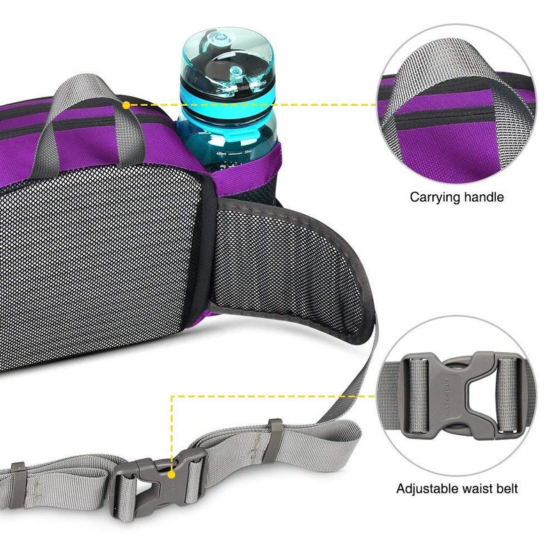 WATERFLY Fanny Pack Waist Bag: Fannie Pack 2 Water Bottle Holders Lumbar Belt Hiking Walking Running Jogging Camping Large Woman Man (Bottle Not Included) - Image 4