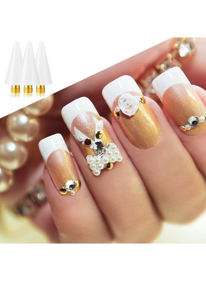 بلولو 12 قطعة من رؤوس الشمع البديلة لأدوات التقاط أحجار الراين للأظافر مع حافظة لقلم نقاط الأظافر لالتقاط مجوهرات أحجار الراين للأظافر، ملحقات رأس الشمع البديلة (أبيض) - Image 4