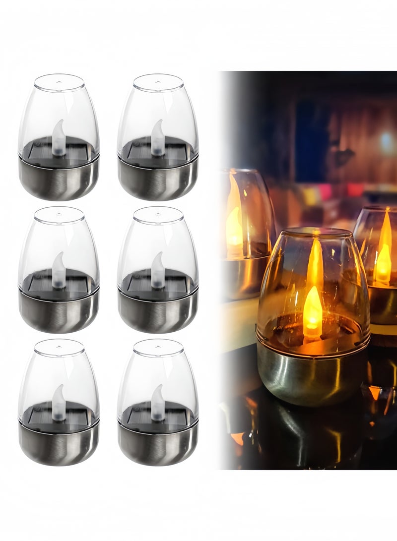 GGEROU Pack of 6 Solar Candles Outdoor Waterproof Solar Candles Outdoor LED Candles Outdoor LED Tea Lights Rechargeable Solar Tea Lights - Image 1
