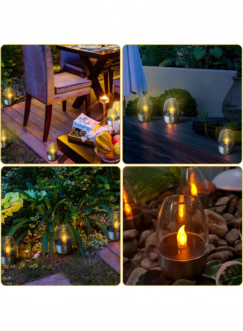 GGEROU Pack of 6 Solar Candles Outdoor Waterproof Solar Candles Outdoor LED Candles Outdoor LED Tea Lights Rechargeable Solar Tea Lights - Image 2